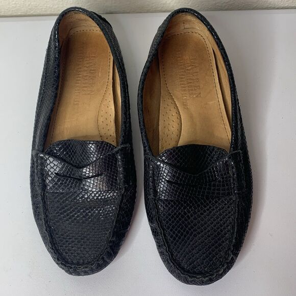 Ralph Lauren Camila Penny Loafers Sz 6B Black Leather Moccasin Slip On Shoes - Picture 1 of 8